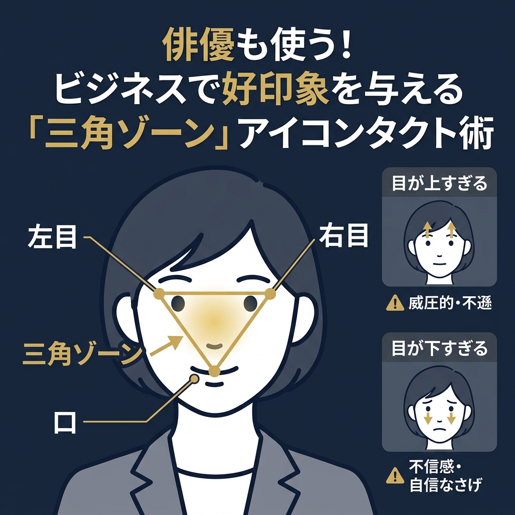 アイコンタクトのための三角ゾーン図解